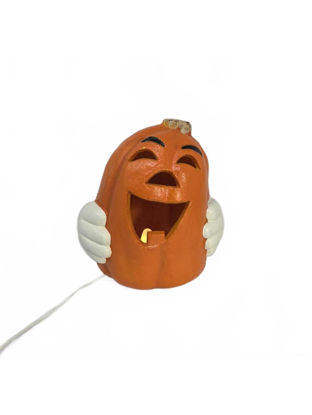 Vintage Light Up  Halloween Pumpkin Decoration 9" Works